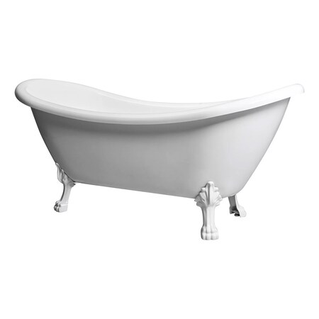 Castello Usa Daphne 69" White Acrylic Clawfoot Tub With White Feet CB-26-69-W-T-WH